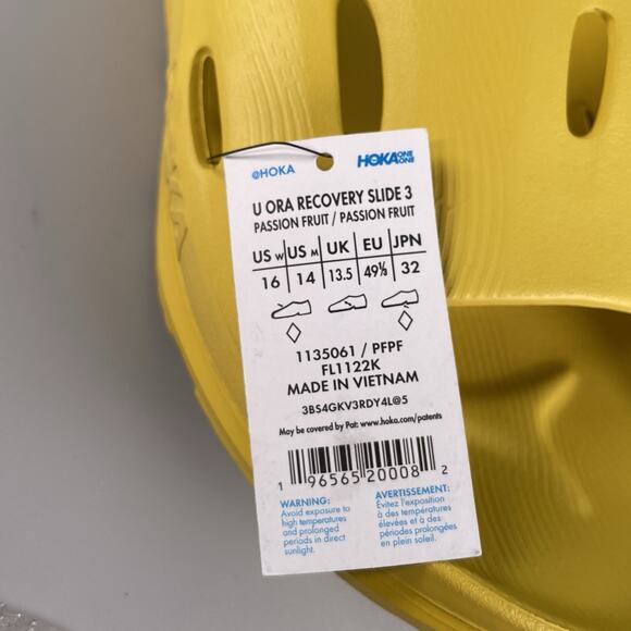 Hoka One One Ora Recovery Slides 3 Men’s 14 Yellow Slip On Sandals Casual Slides - Picture 9 of 9